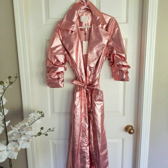 NWT Cinq à Sept Kianna metallic pink trench coat - Picture 13 of 14